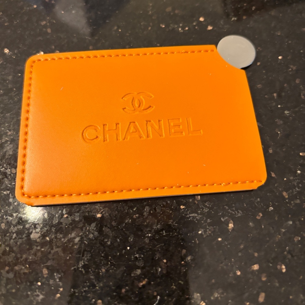CHANEL Orange Leather Card Holder